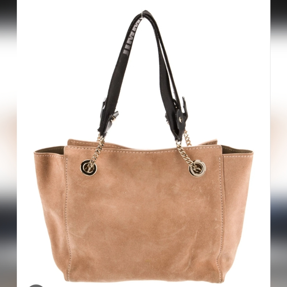 Jimmy Choo Brown Suede Tote with Black Handles